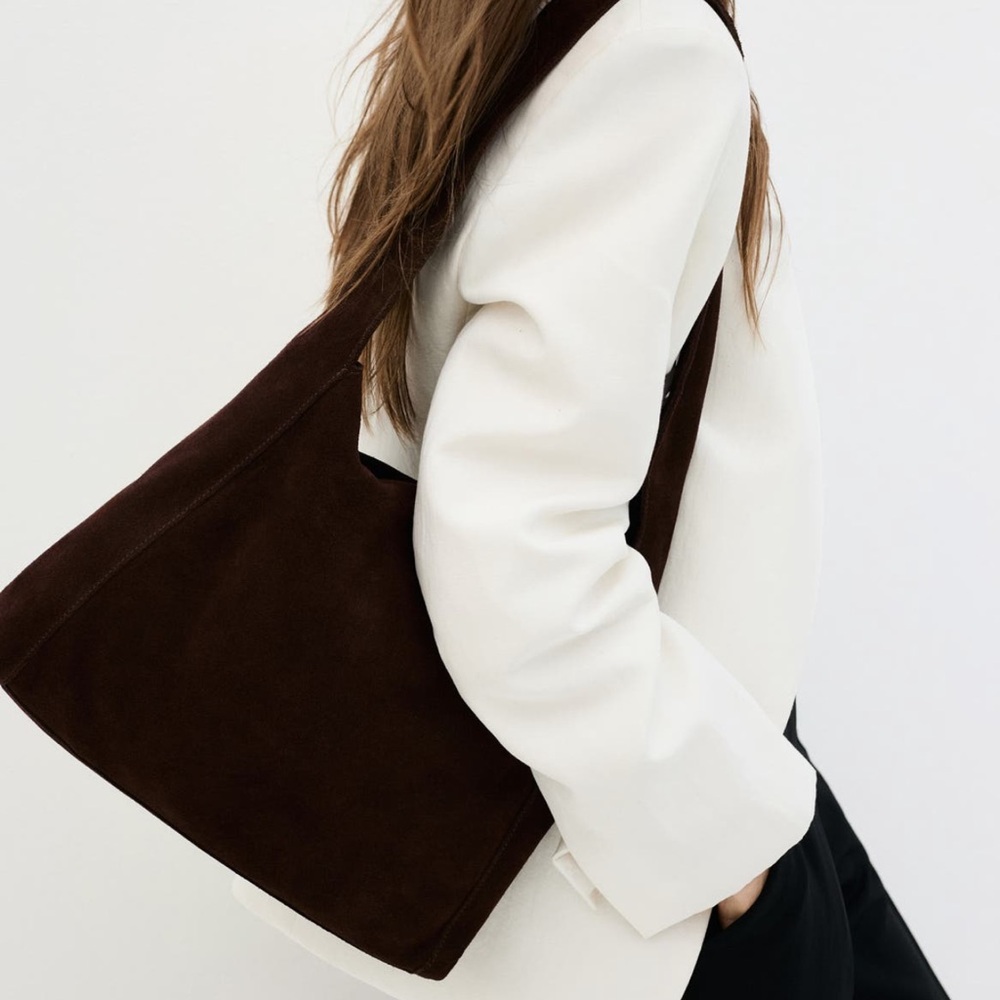 Chocolate Brown Suede Shoulder Bag